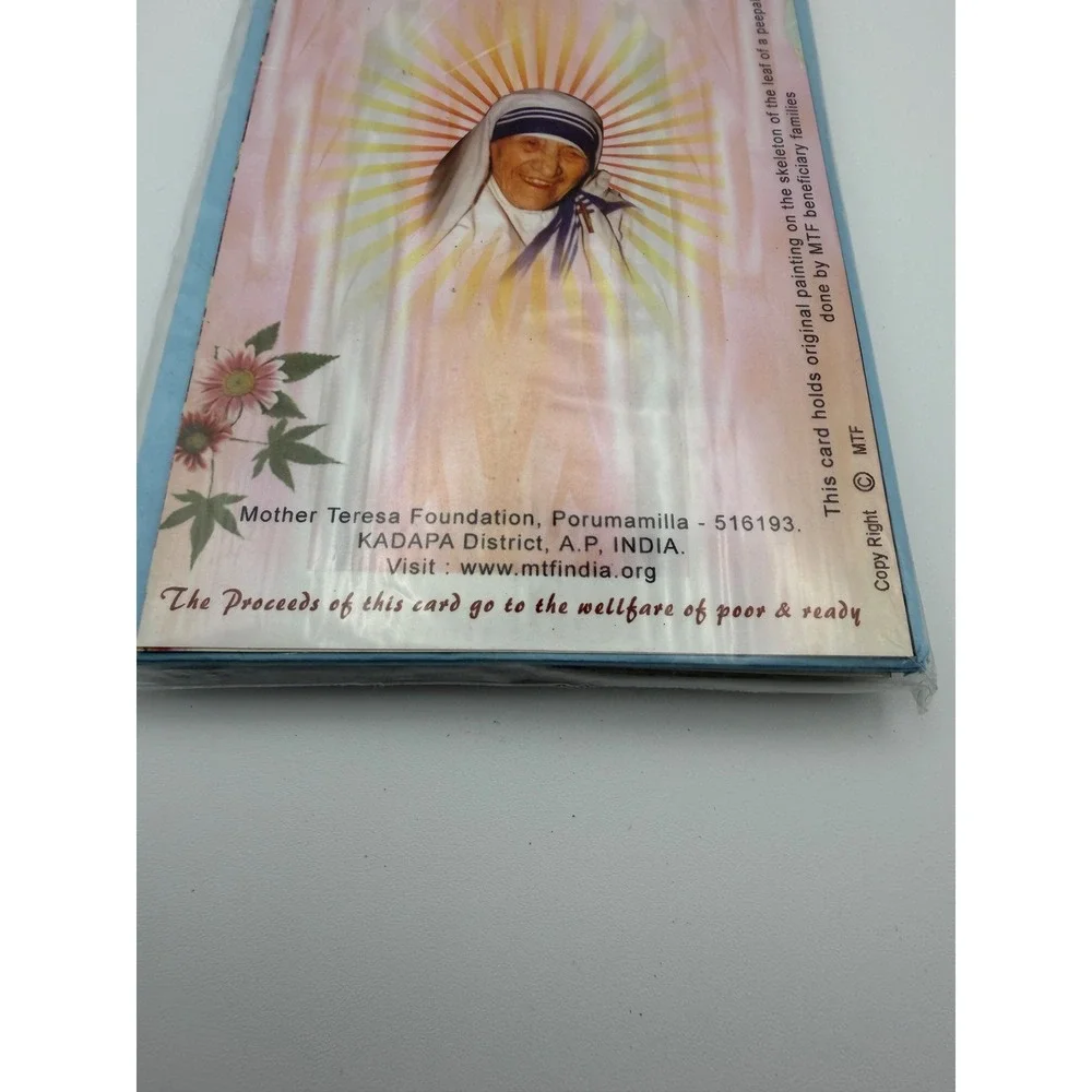 Mother Teresa Foundation Peepal‎ Leaf Christmas Cards Set of 2 10 packs India